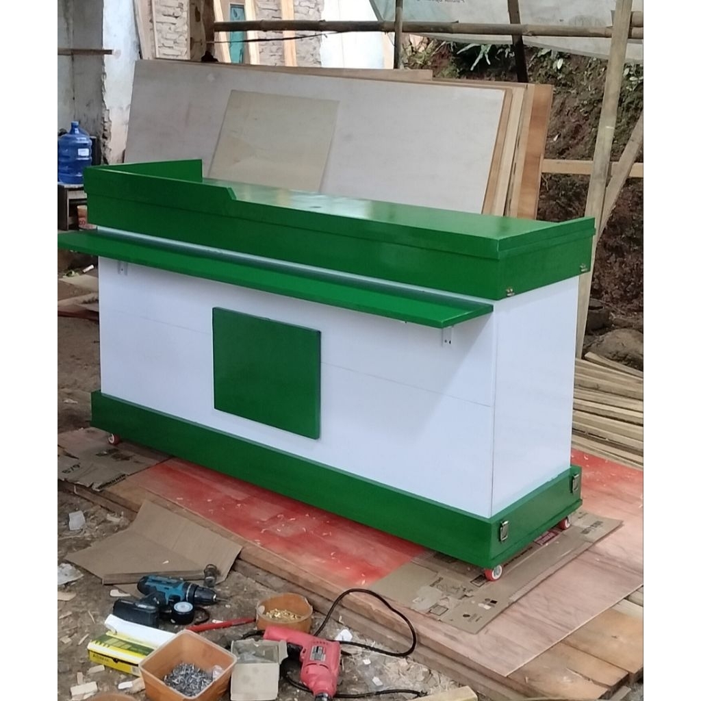 Booth koper/ Booth lipat portable/ Booth jualan/ Meja lipat event desk/ booth dimsum es minuman kopi