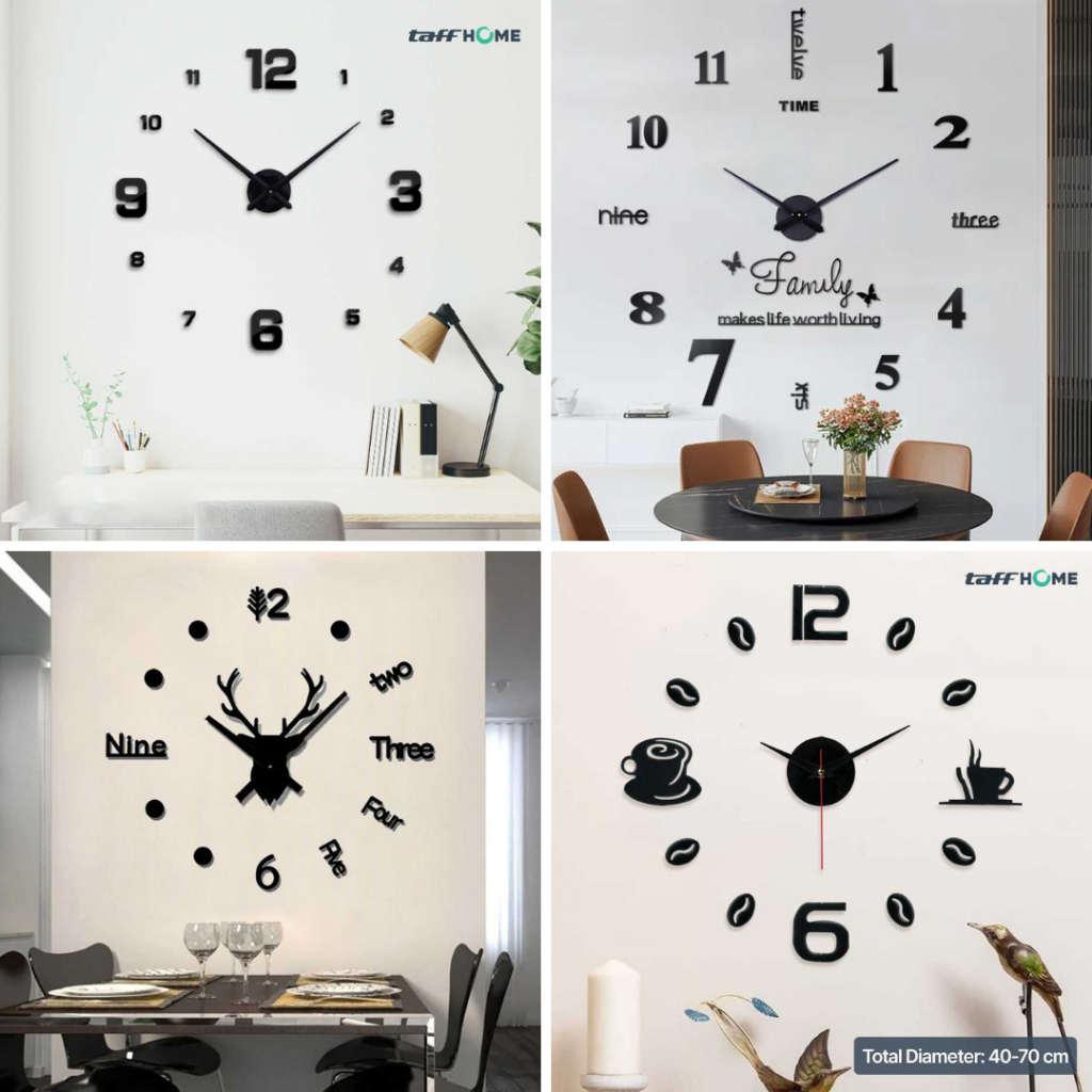 ARDENT HOME Jam Timbul Tembok Raksasa Jumbo Besar Dekorasi Rumah Glow In Dark Menyala Dalam Gelap