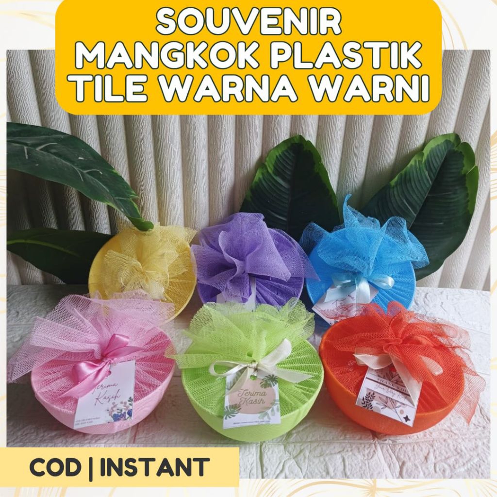 Souvenir Mangkok Tile Plastik Mangkuk Jaring Warna Warni Pernikahan Aqiqah Tasyakuran Murah Elegan