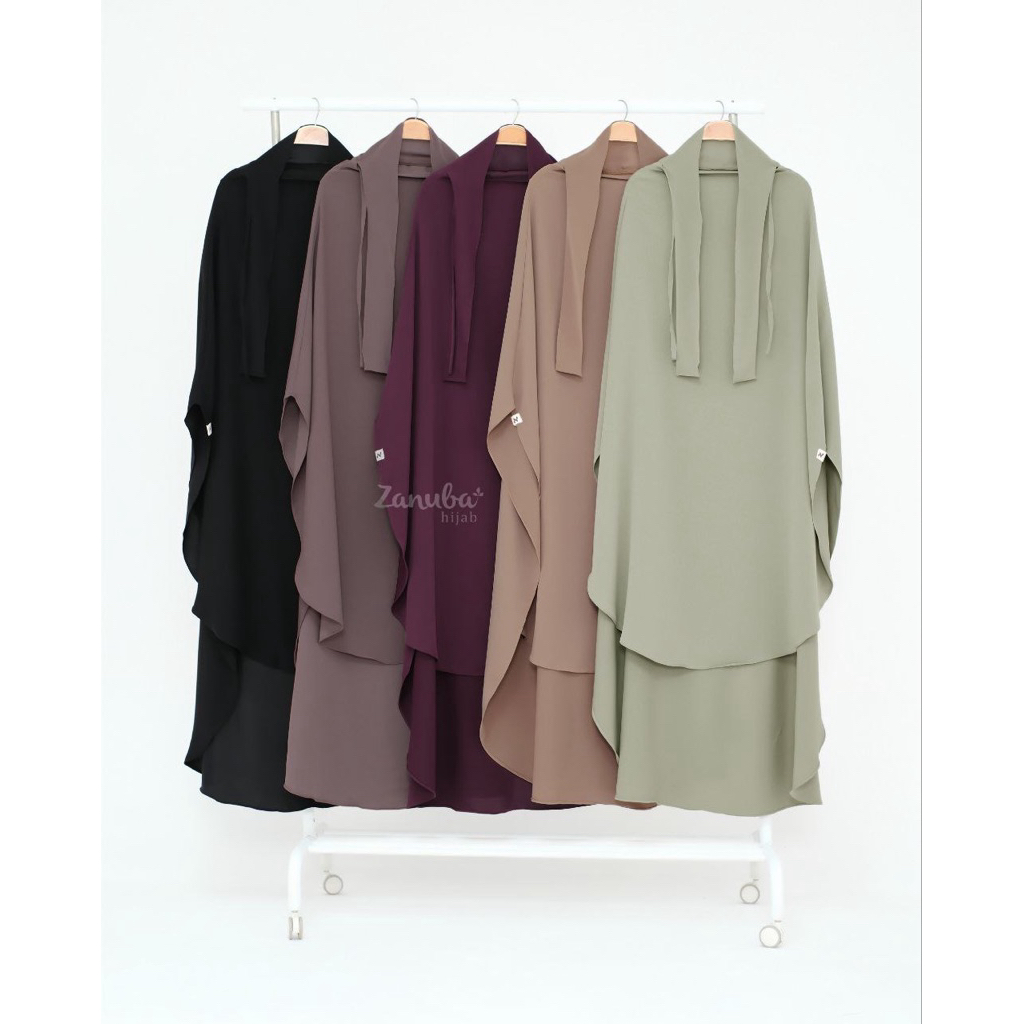 STOK KHIMAR ONLY ALYANA PLEATS ABAYA SET HIJAB ori brand Zanuba Hijab