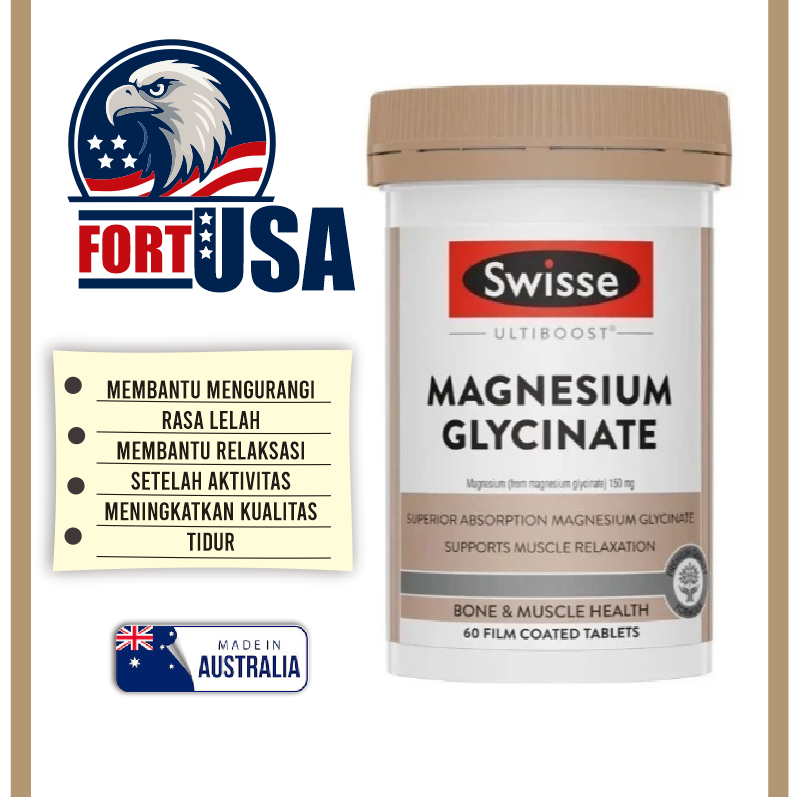Swisse Ultiboost Magnesium Glycinate 60 Tablet/Suplemen Magnesium Vegan