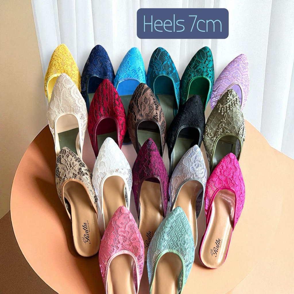 Termurah Heels Brukat 7cm Tahu/Heels Kondangan/Sepatu Pesta/Sepatu Wisuda/Heels Kerja/High Heels