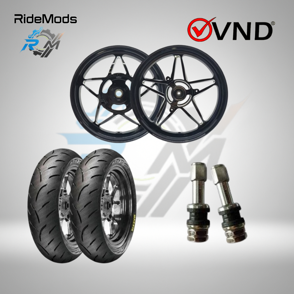 Paket Velg VND Bintang+Ban Maxxis+Pentil Ban Tubeless Yamaha Nmax Old (Black)