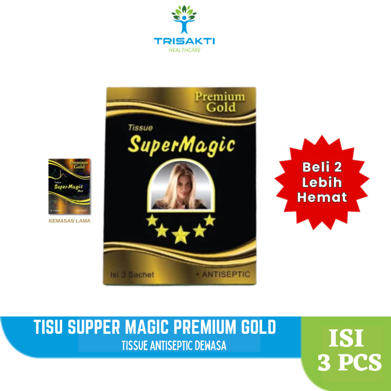 Tisu Super Magic Premium Gold Isi 3 Sachet - Tissue Mejik Original - Tissu Megic Tahan