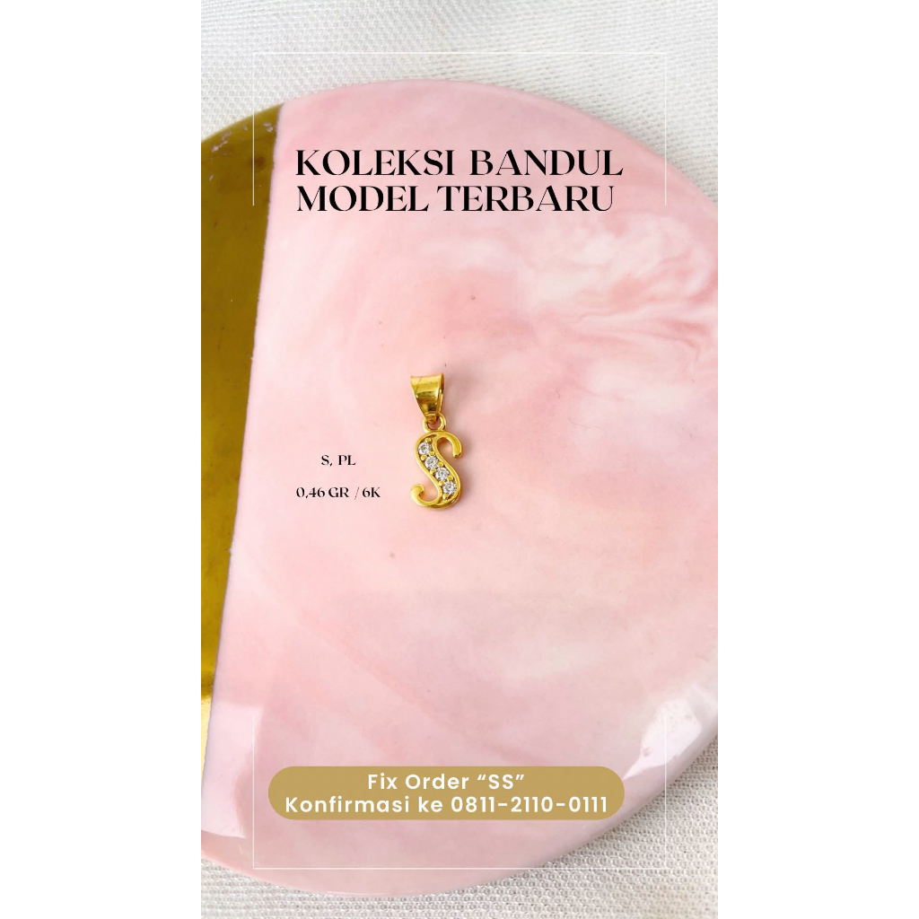 Liontin Kalung Emas Cor Huruf S 6k (Complete Mulia)