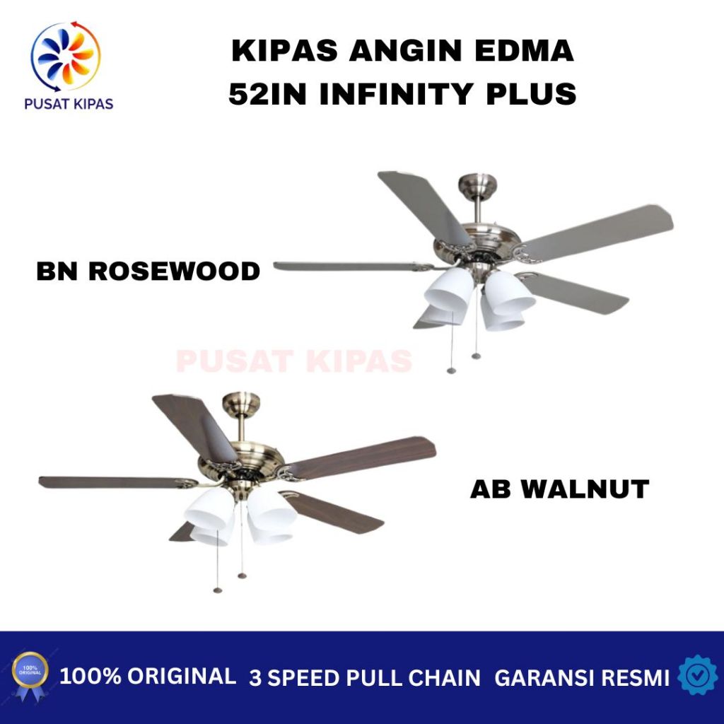 Kipas Angin Lampu EDMA 52" Hemat Energi || Kipas Angin EDMA 52" Infinity Plus Hemat Energi