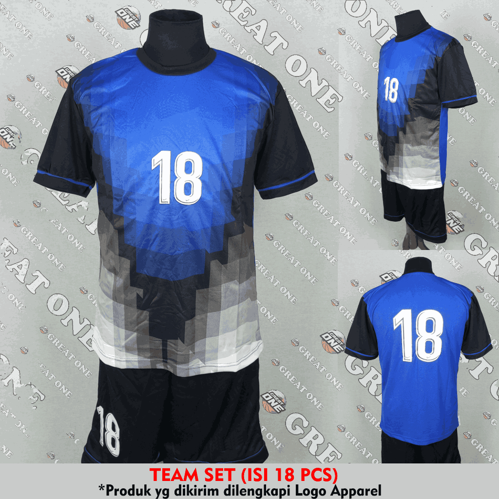 Setelan Baju Kaos Sepak Bola Tim Set Premium Dewasa (isi 18pcs) NK 273 Biru