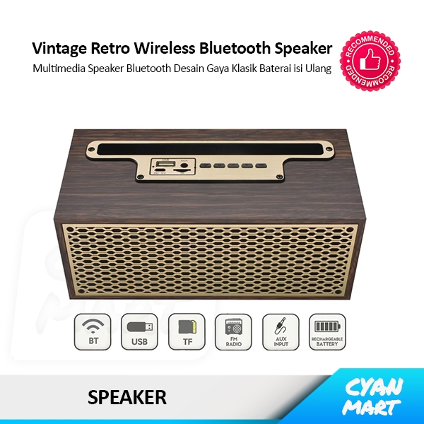Speaker Unik Wireless Bluetooth Jadul Klasik Vintage Retro Classic Bluetooth Speaker Portable