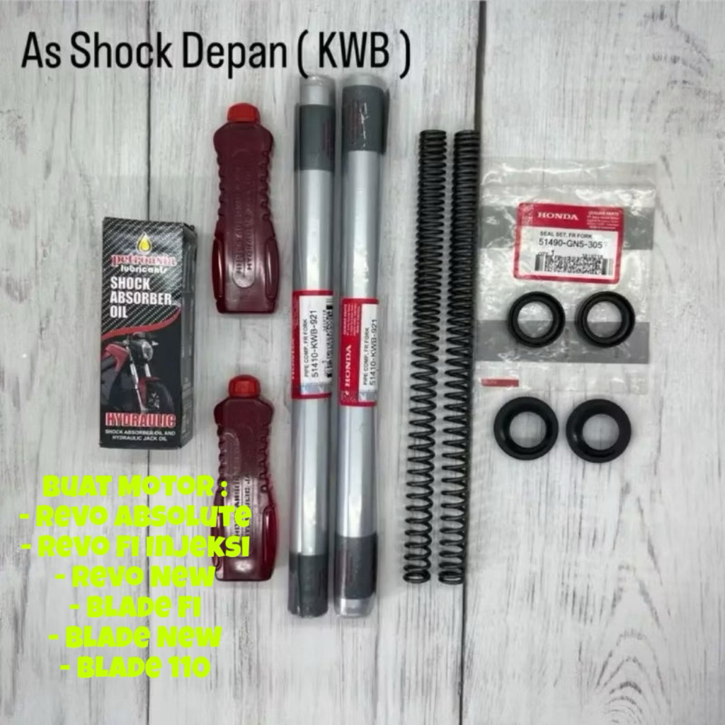 Paket As Shock (KWB) Buat Motor Honda Blade 110, Blade Lama, Revo Absolute, Revo Fit, Revo New dan R