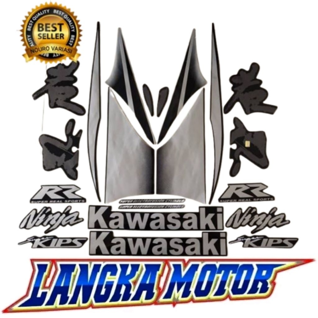 Ninja Striping Stiker bodi Kawasaki NINJA 150 RR 2010 hitam