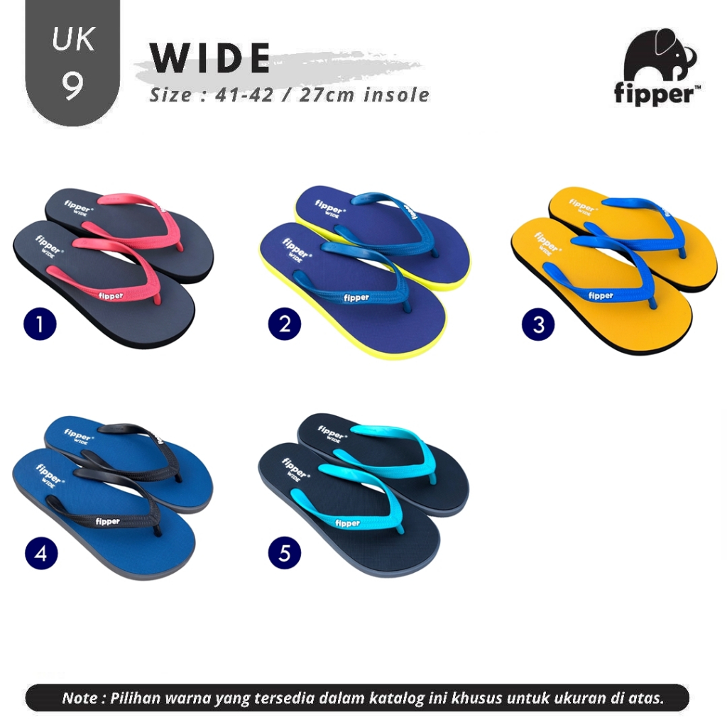 Fipper Wide Sandal Jepit Pria UK 9 (Size 41-42)