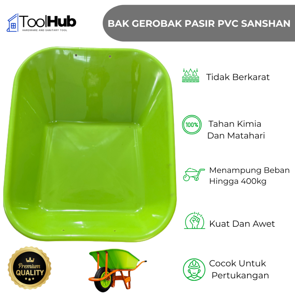 BAK GEROBAK PASIR PVC SANSHAN (HANYA BAK SAJA) | BAK GEROBAK SORONG | ANGKONG GEROBAK SAWIT TEBAL