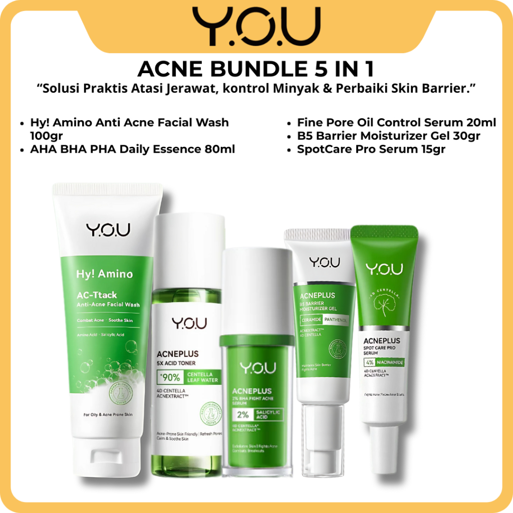 YOU AcnePlus Skincare Jerawat Bundle Set Basic dan Lengkap