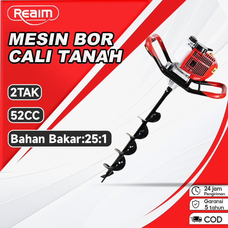 Reaim Mesin Bor Gali Tanah 2 Tak Earth Auger Drill Earth Auger Alat Penggali Lubang Tanah Engine Dri