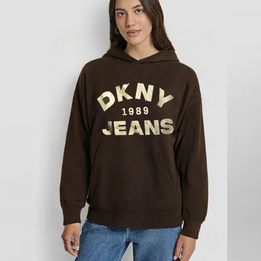 Baju Atasan Sweater Wanita Dkny Original Lengan Panjang Hoodie Branded Wanita Bahan Cotton Fleece Dk