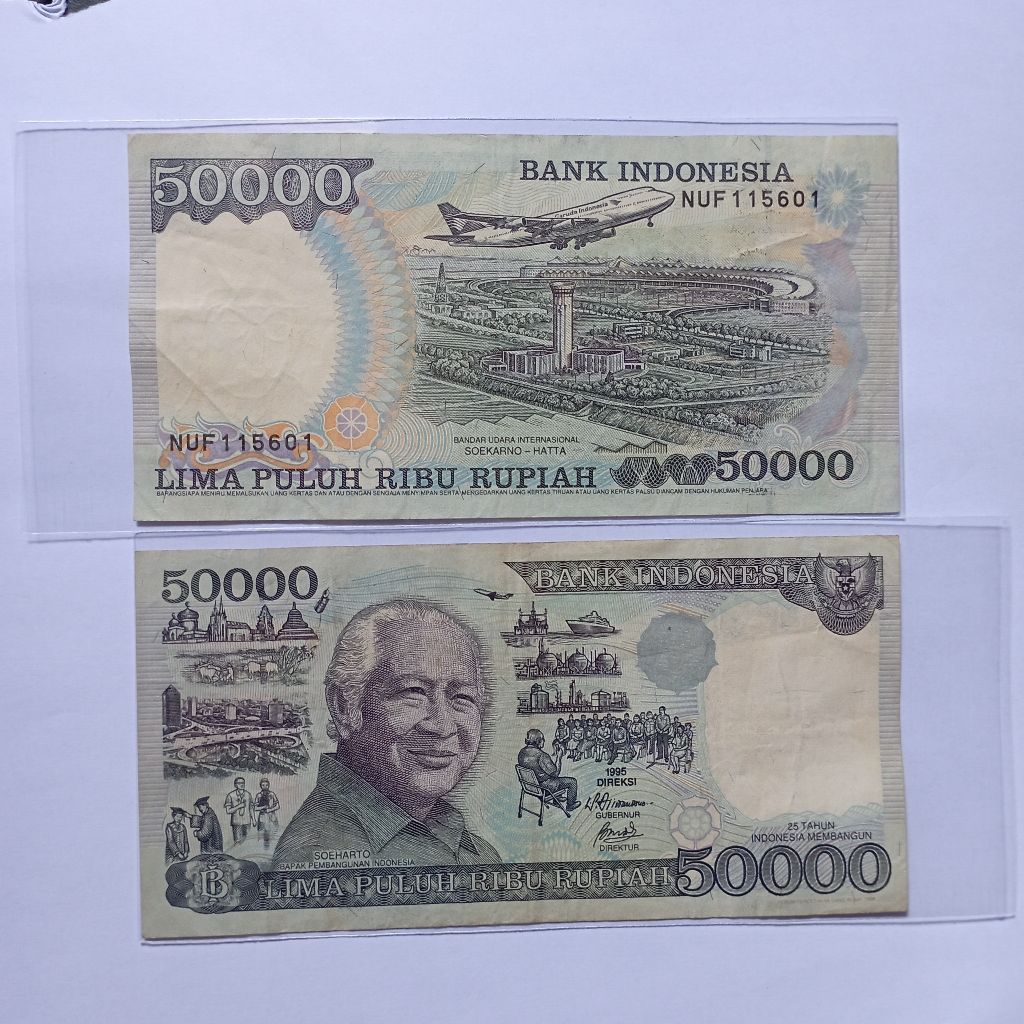 50000 rupiah uang kertas suharto tahun 1995/1993 bekas asli