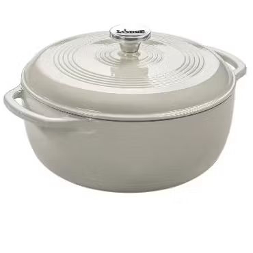 Lodge EC6D13 Enameled Cast Iron Dutch Oven, Oyster, 6 Quart

