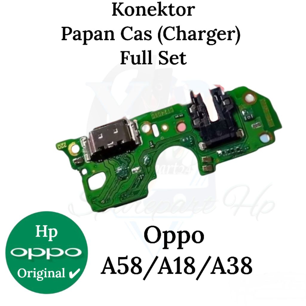 Papan Cas Charger Board PCB Oppo A58 A18 A38 Original Fullset + Mic.
