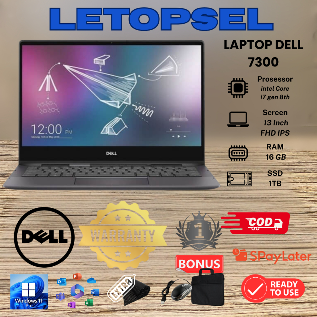 LAPTOP DELL LATITUDE 7300 TOUCHSREEN core i7 Gen 8 RAM 32 GB / 1tb SSD