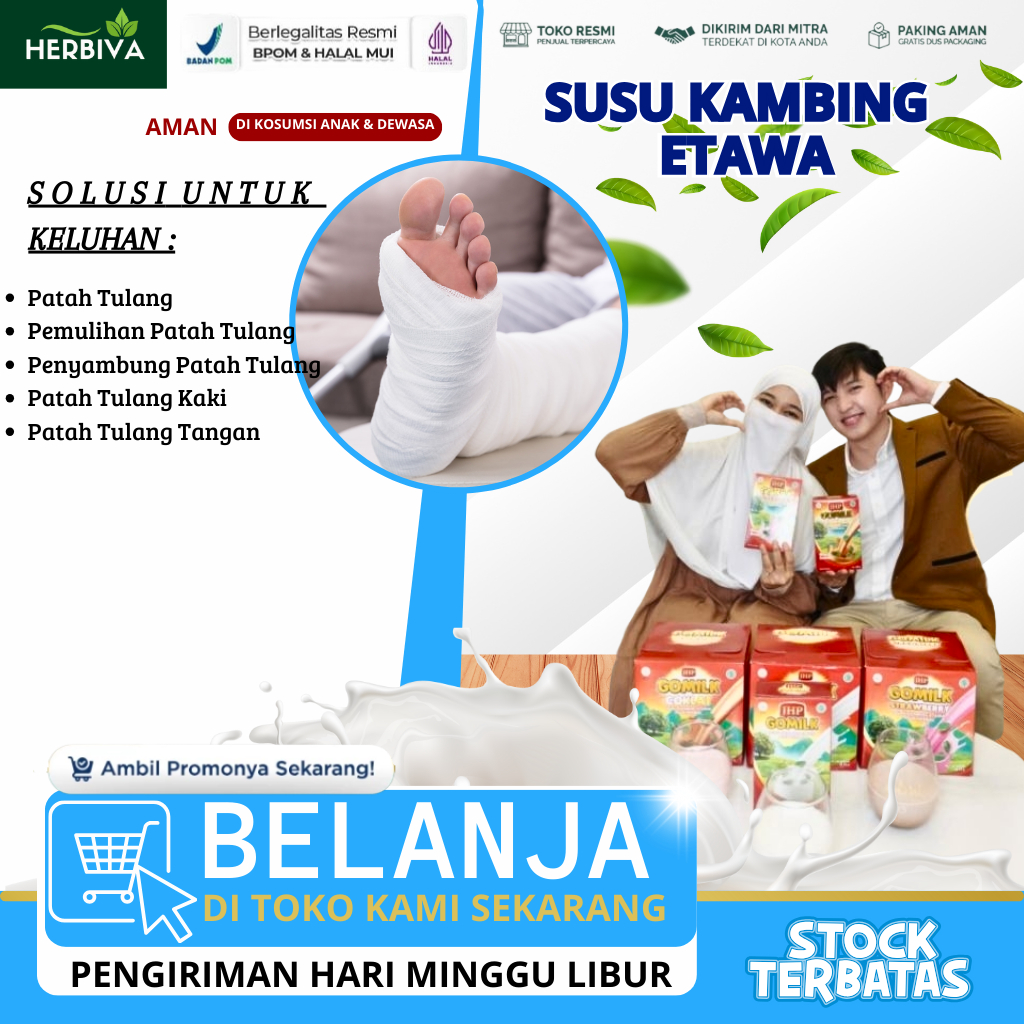 Gomilk Sachet 25Gr - Suplemen Herbal Obat Patah Tulang, Pemulihan Patah Tulang, Patah Tulang Kaki, P