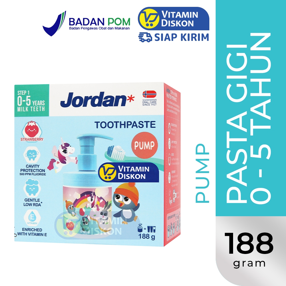 JORDAN KIDS TOOTHPASTE STEP 1 STRAWBERRY (0-5 YEARS) | Pasta Gigi Bayi dan Anak-Anak, Membersihkan G