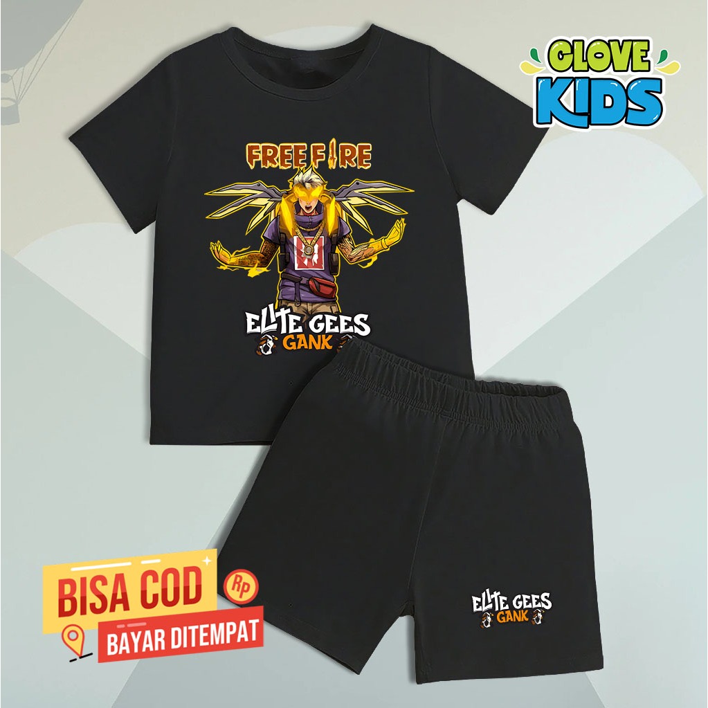 Kaos Setelan Anak Motif Free Fire Tshirt 1 Stel Anak FF TERBARU Kaos anak