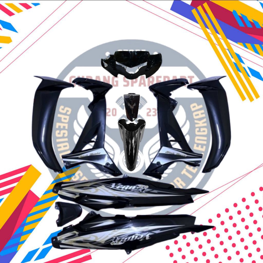 Yamaha vega r new hitam 2006-2009, full bodi vega r new hitam, cover bodi vega r new, sayap vega r n