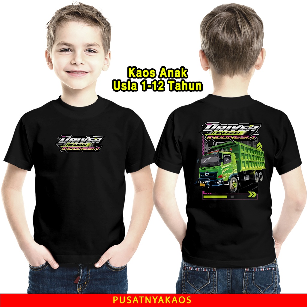 Kaos Anak Truck Driver Hino 500 Indonesia - Kaos Anak Usia 1 Tahun Sampai 12 Tahun - Kaos T-shirt- B