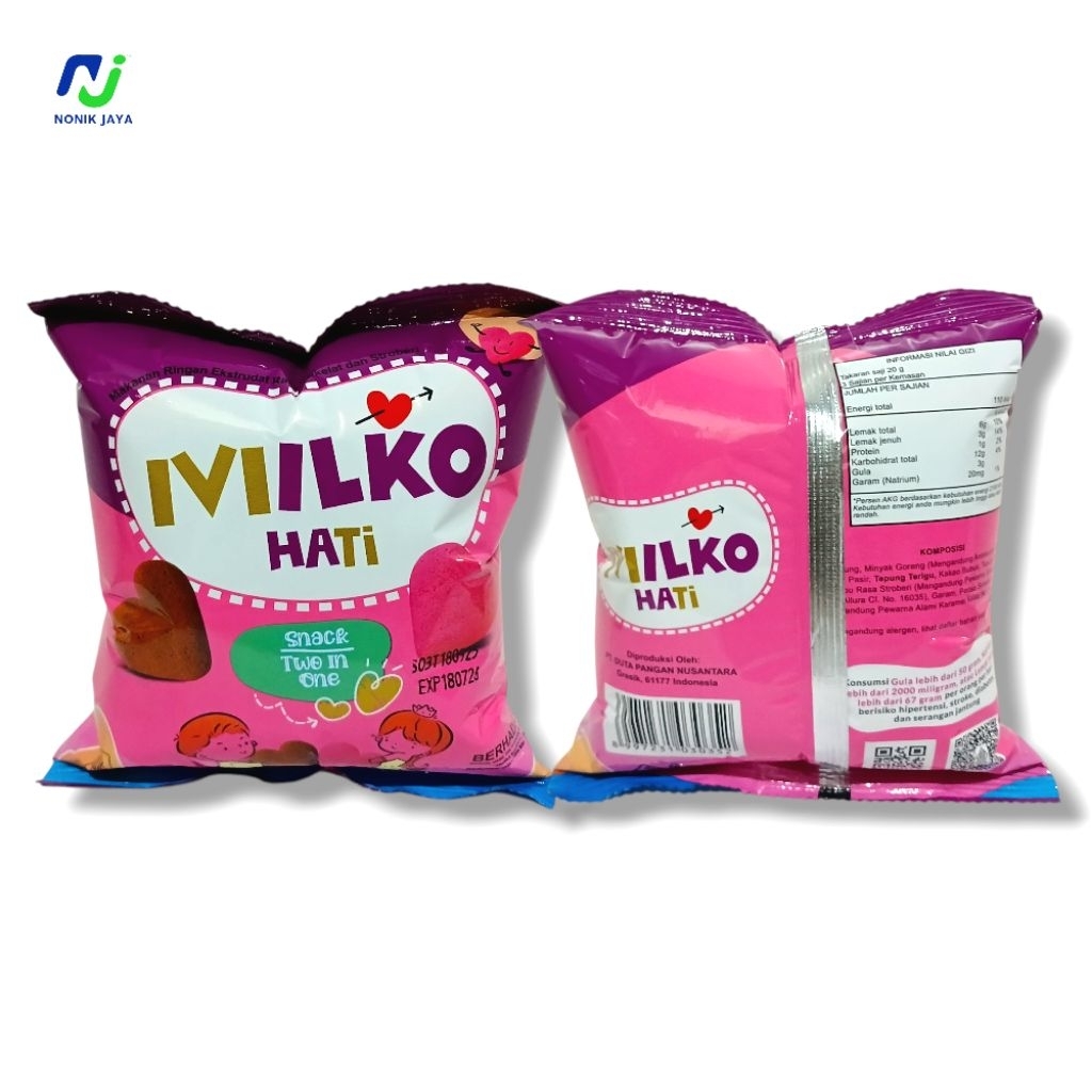 Perko_Lumintu ( 1 Pack Isi 10 Pcs ) Milko Hati Snack Two In One Berhadiah Pack Isi 10 Pcs@30Gr