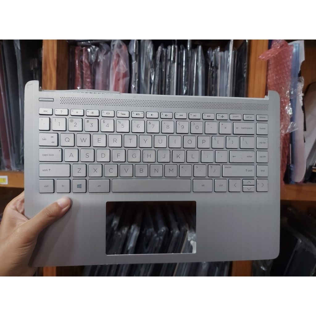 Palmrest HP 14 CF 14s DF Laptop Silver Docking HP 6070B1581702 Second Original Keyboard OK Minus Tou