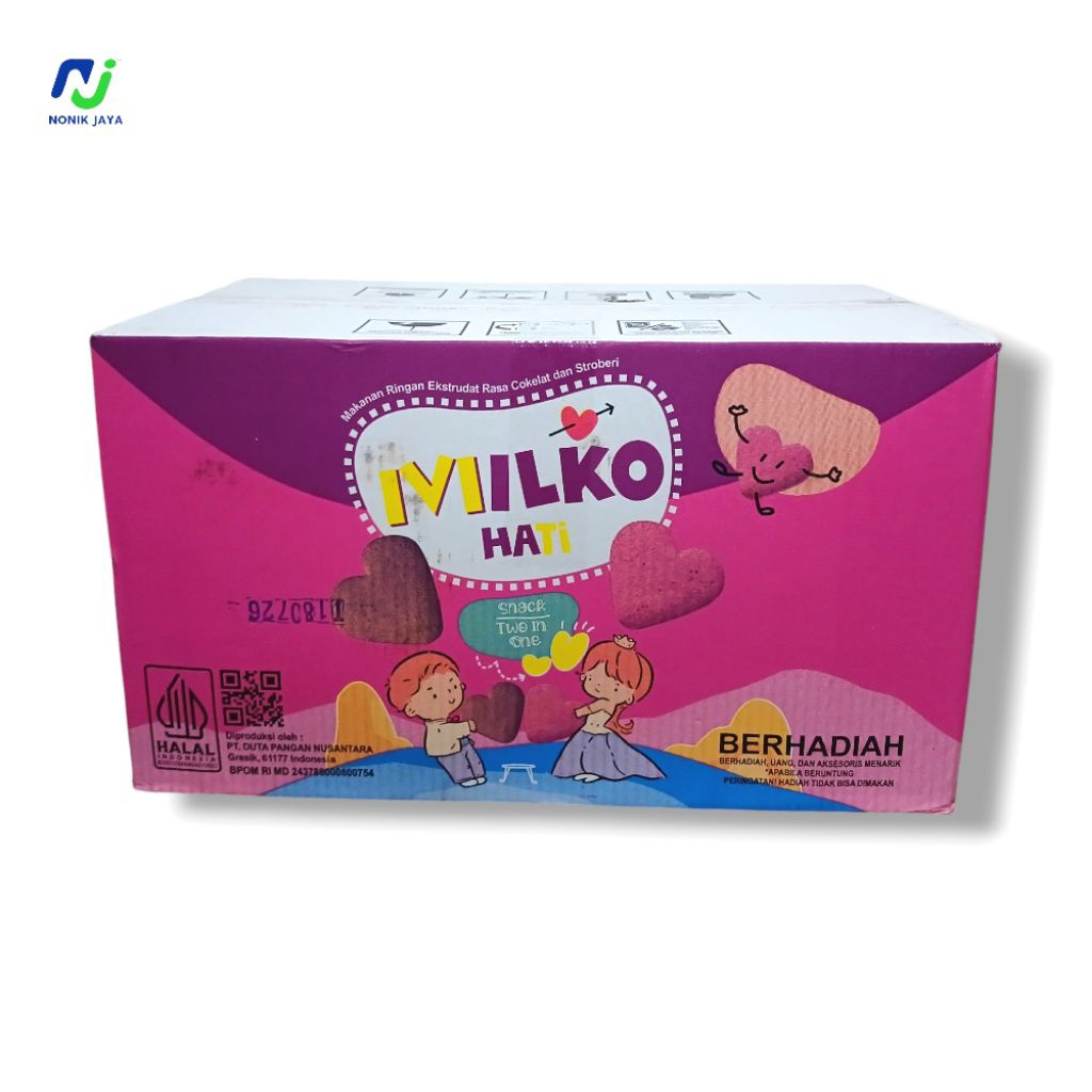 ( NEW SNACK BERHADIAH ) Milko Hati Snack Two In One Kartonan Isi 40 Pcs@30gr