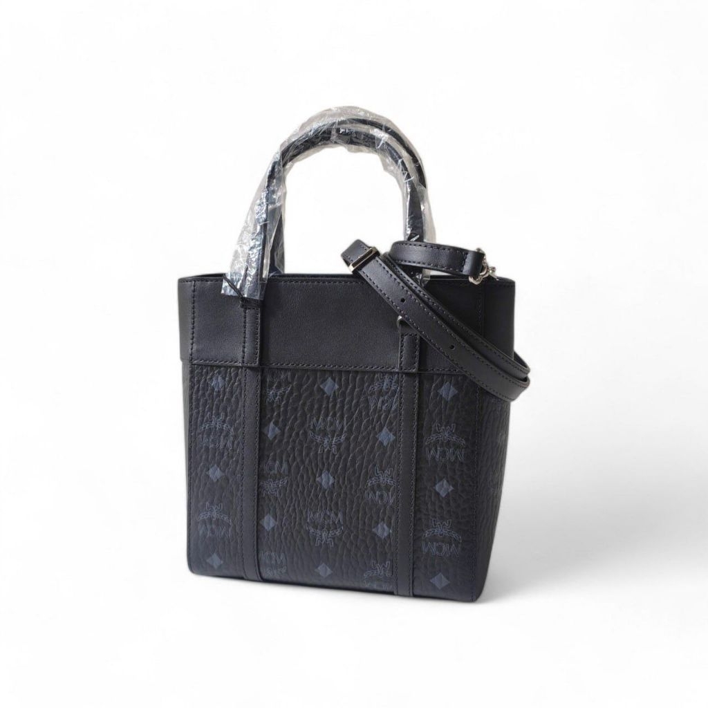 MCM Mini Aren Top Zip Tote Crossbody Bag Black
