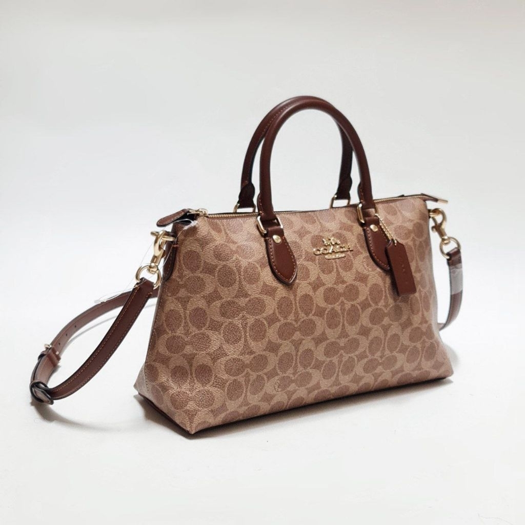 COACH CW422 GEORGIA SATCHEL SIG TAN BROWN