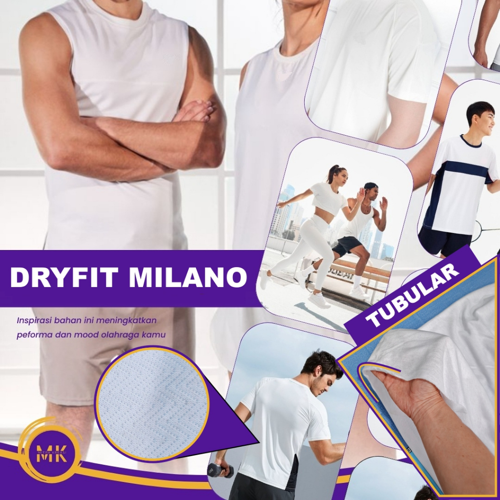 Kain Bahan Kaos DRYFIT MILANO TUBULAR PUTIH untuk Jersey Kaos Olah Raga Drifit Zigzag Premium Kiloan