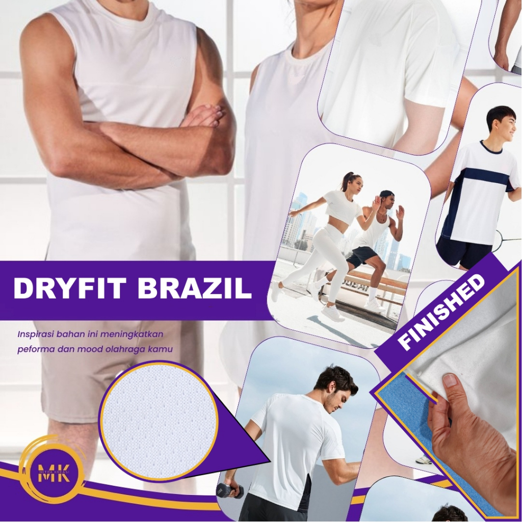 Kain Bahan Kaos DRYFIT BRAZIL FINISHED PUTIH untuk Jersey Kaos Olah Raga Drifit Bintik Premium Kiloa