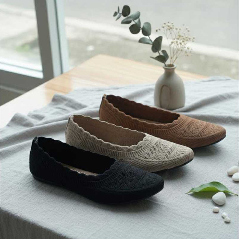 Flat Shoes Rajut Wanita Dewasa