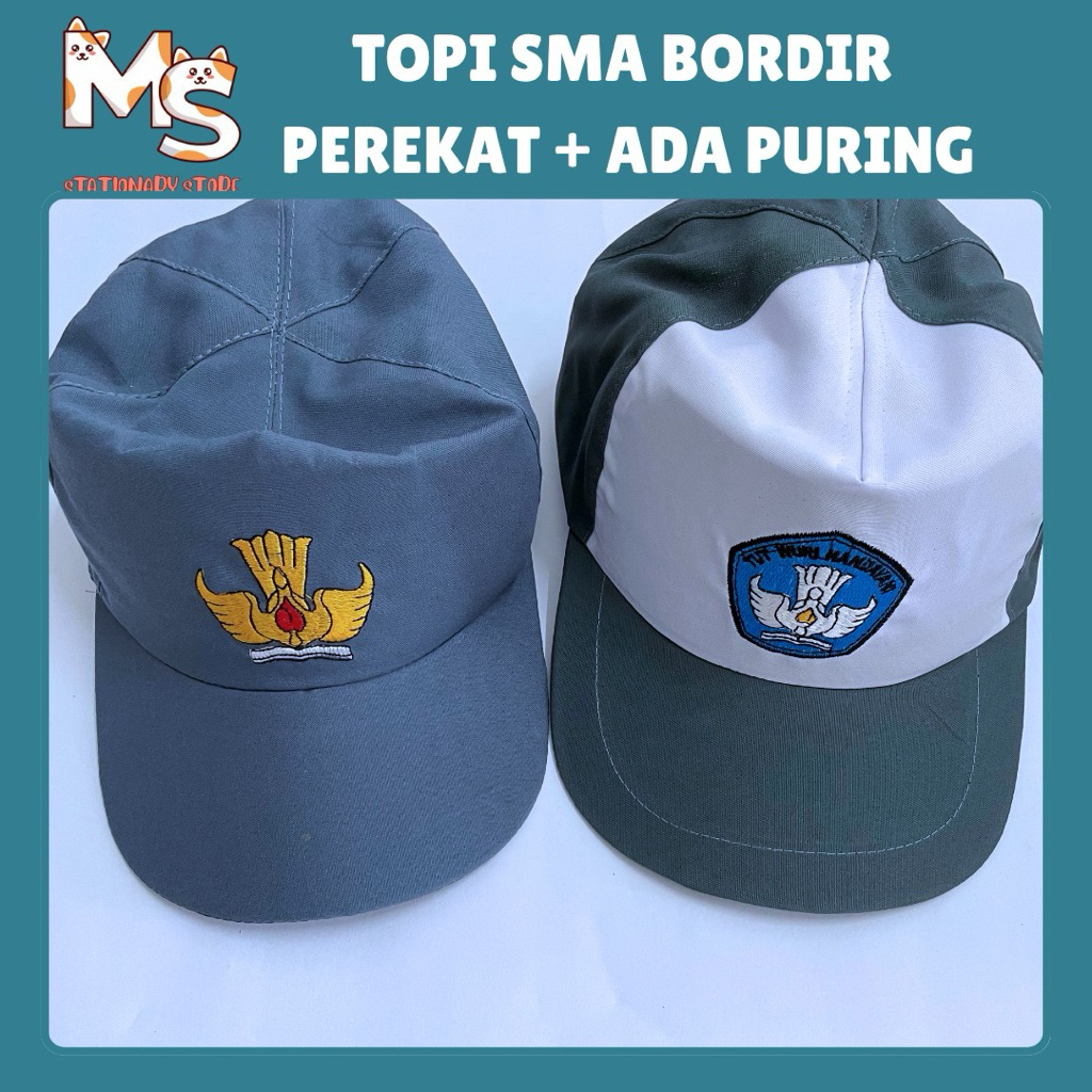 [GROSIR] TOPI SEKOLAH SMA SMK PEREKAT ADA PURING  CUSTOM BORDIR SAMPING NAMA SEKOLAH KAMU.
