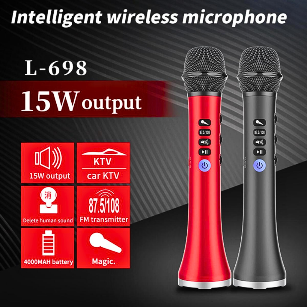 ORI Lewinner Mik Mic Mikrofon Karaoke suara jernih Wireless Bluetooth tanpa kabel Portable - L-698
