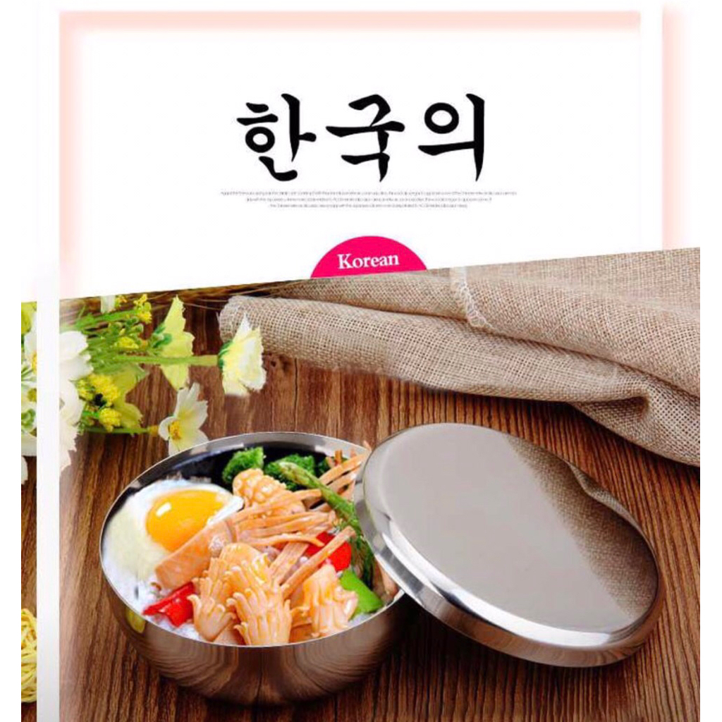 Mangkok korea stainless / Mangkok nasi tutup stainless korea