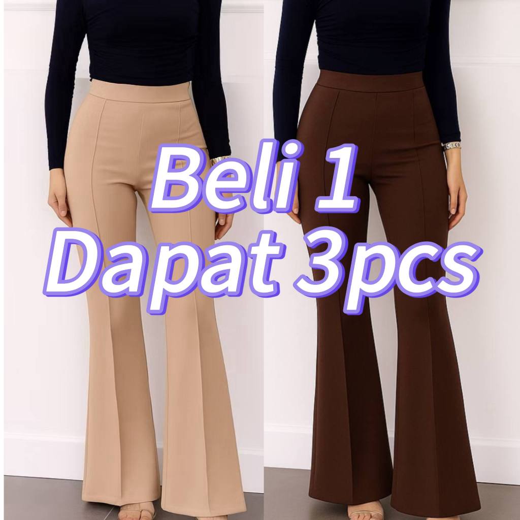 Celana Cutbray List Highwaist Scuba Premium Buy1Get3