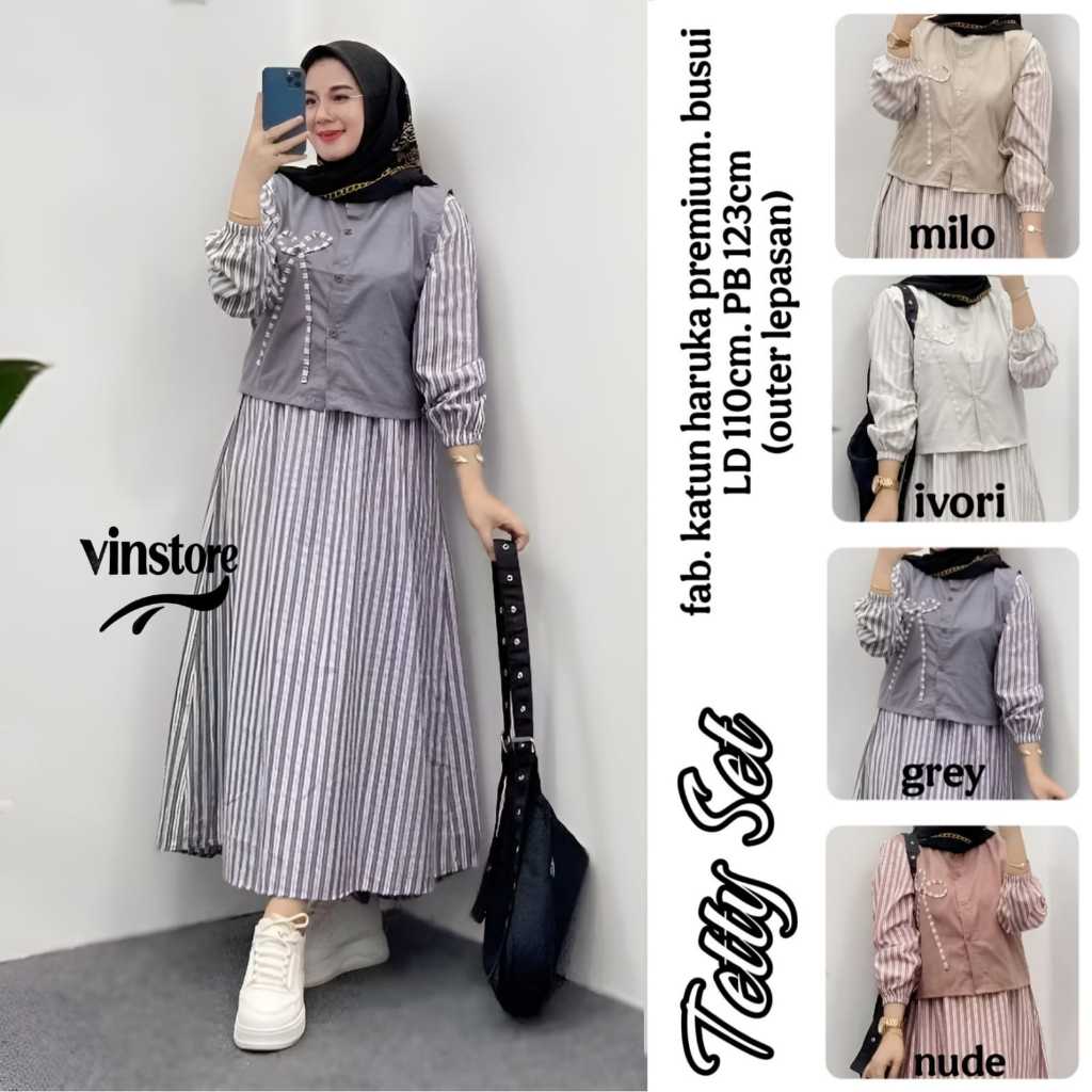 TETTY SET VINSTORE / SETELAN ROK WANITA BAHAN KATUN HARUKA PREMIUM LD 110 BUSUI