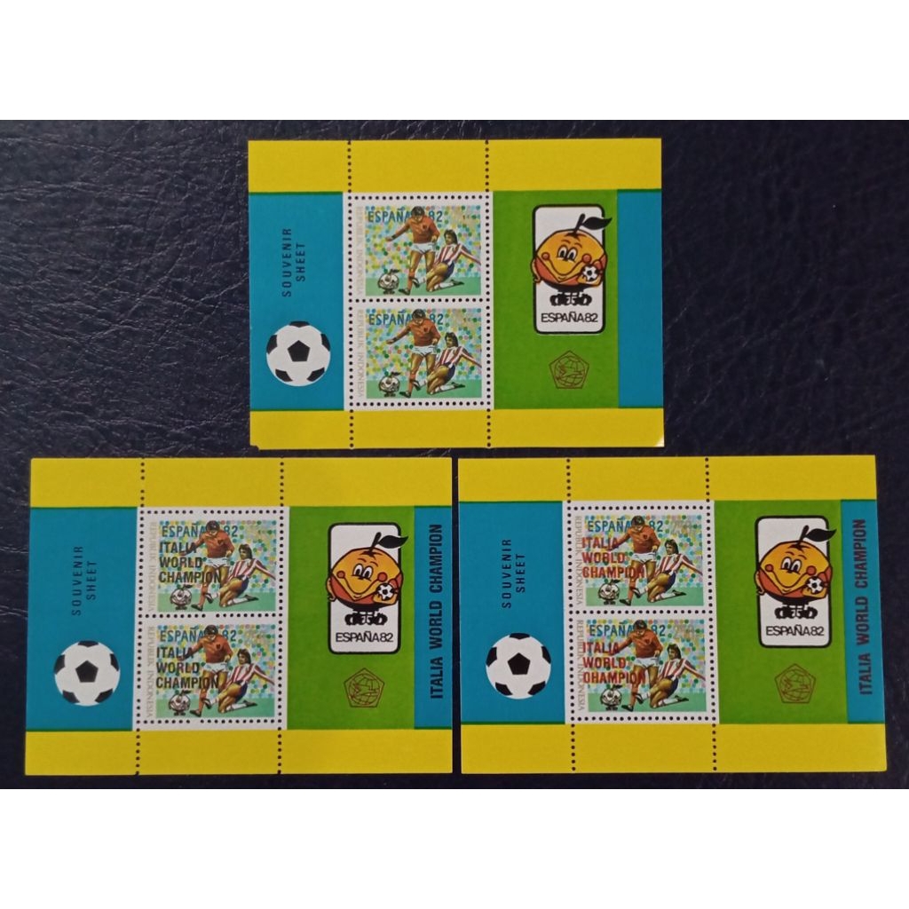 Prangko souvenir sheet World Cup 1982 Cetak tindih Langka