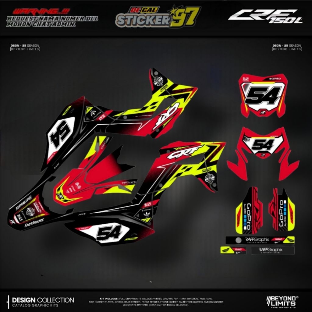 DECAL CUSTOM CRF150 MERAH BEBAS GANTI WARNA
