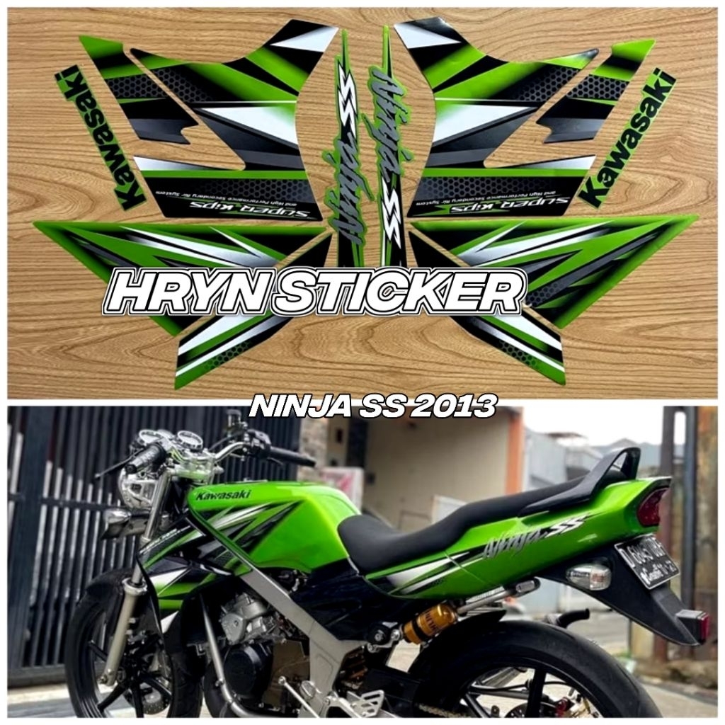 striping ninja ss 2013 hijau glossy laminasi anti gores - sticker ninja ss 2013 hijau