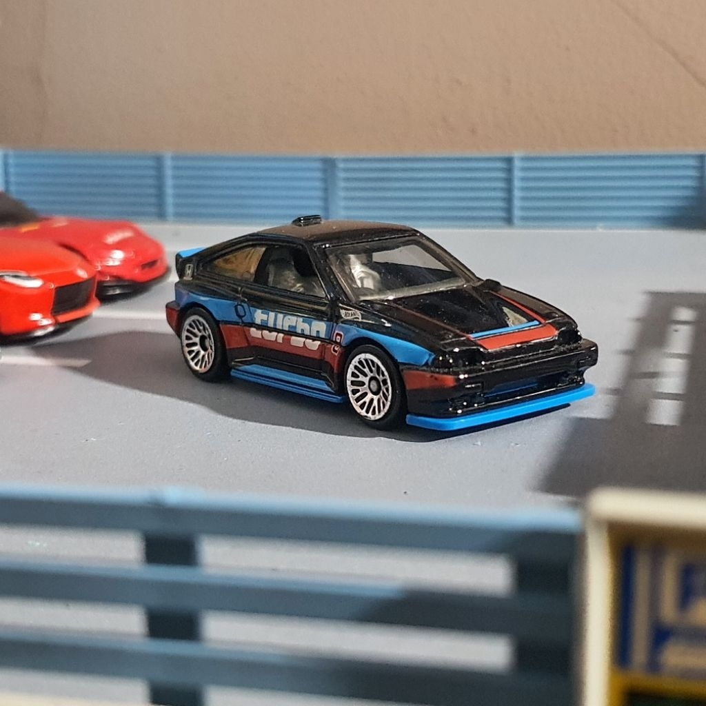 Hot Wheels 1985 Honda CRX Turbo Hitam Garis Biru Merah HW Speed Graphics Loose Mulus
