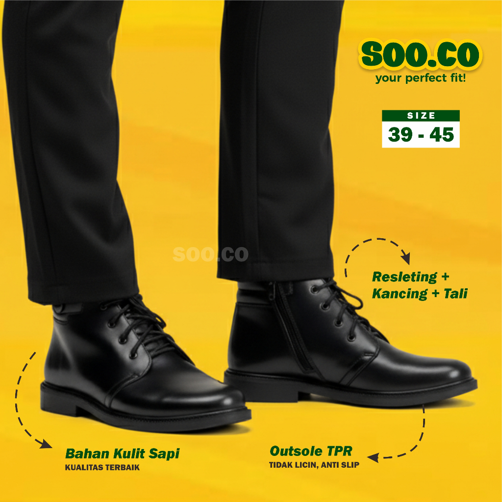 SOO.CO | SEPATU PANTOFEL PDH PRIA KULIT TINGGI SEPATU JATAH SEPATU PDH KULIT ASLI SEPATU PDH SATPAM 