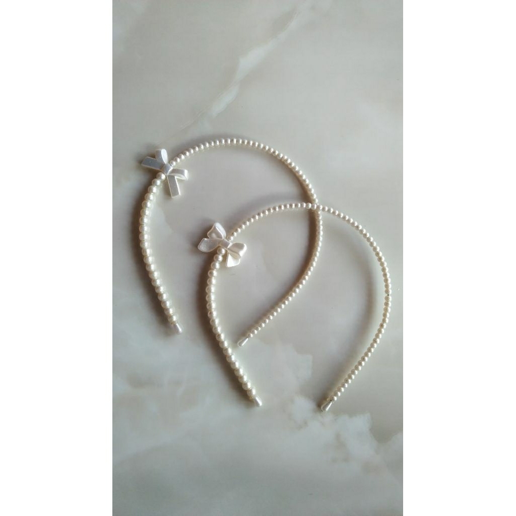 Bando pita mutiara / bando manik mutiara putih Handmade