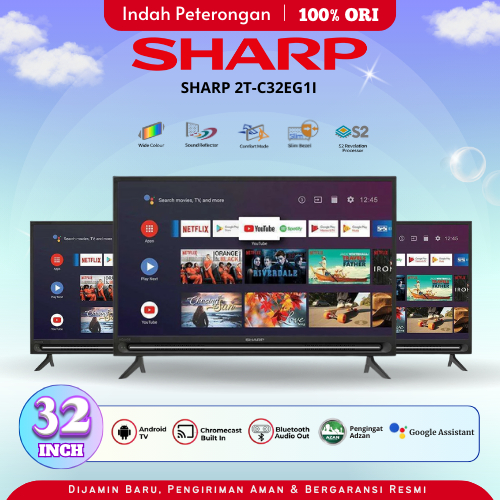 LED Google TV SHARP 2T-C32EG1i/Google TV SHARP with Google Assistant/LED TV Murah Jombang/Bisa Bluet