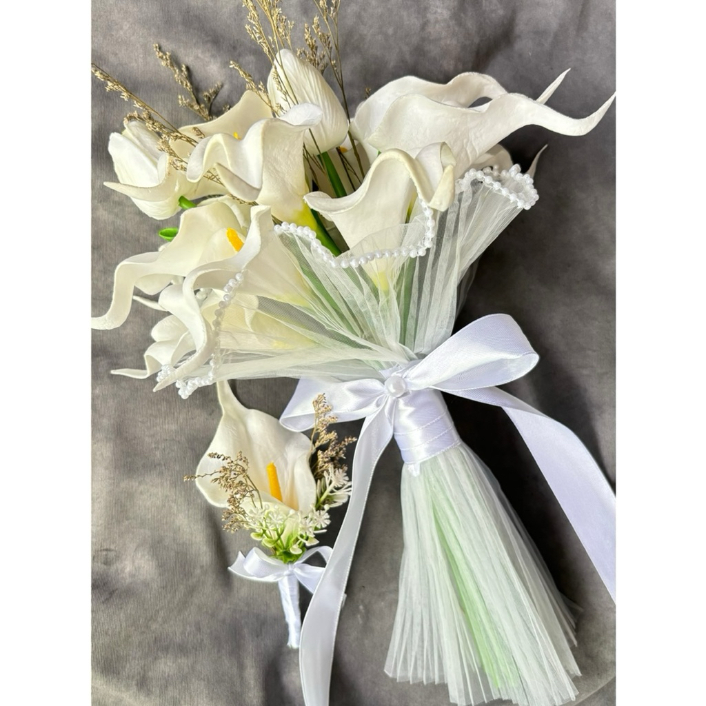 READY Calla Lily Tulip Bridal Bouquet caspea/wedding bouquet/buket bunga calla lily tulip/handbuket 