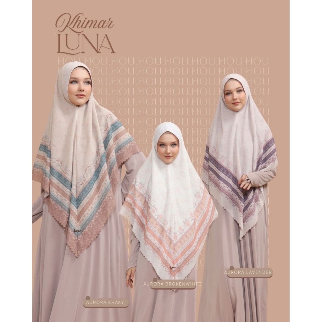 Khimar LUNA HOU House of uga instant scarf printing premium logo plat gold